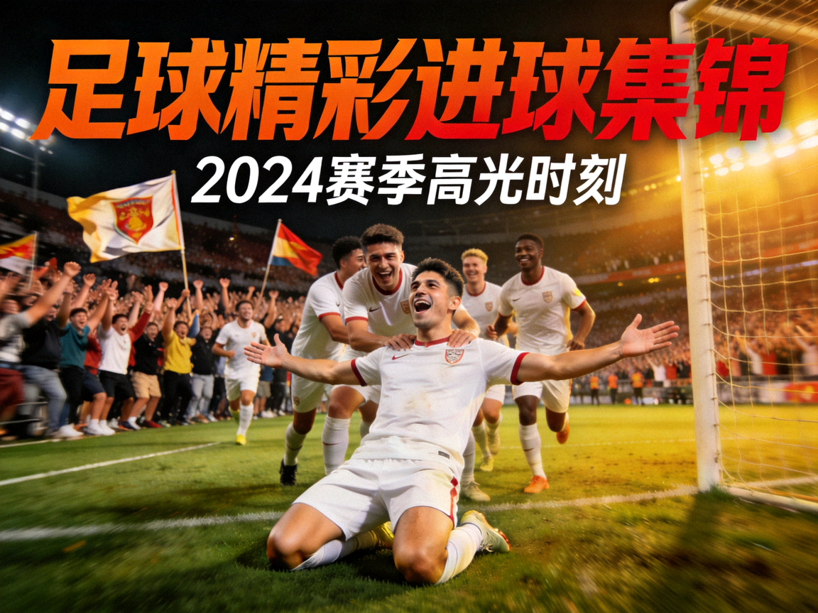 足球比赛精彩进球集锦视频封面，球员庆祝进球